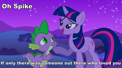 Size: 960x540 | Tagged: safe, edit, spike, twilight sparkle, g4, abuse, frozen (movie), if only somebody loved you, image macro, meme, spikeabuse, twibitch sparkle