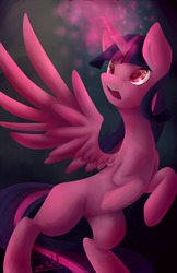 Size: 1245x1920 | Tagged: safe, artist:zodiacnicola, twilight sparkle, alicorn, pony, g4, female, magic, mare, solo, twilight sparkle (alicorn)