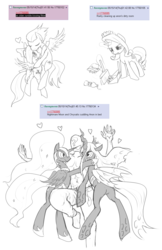 Size: 903x1394 | Tagged: safe, artist:mlpanon, flitter, nightmare moon, queen chrysalis, rarity, rumble, oc, oc:anon, alicorn, changeling, human, pegasus, pony, unicorn, g4, 4chan, 4chan screencap, bugbutt, doritos, female, male, monochrome, mountain dew, older, request, requests, ship:flitterumble, shipping, simple background, sketch dump, straight, white background