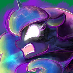 Size: 1000x1000 | Tagged: safe, artist:ryuredwings, princess luna, g4, angry, female, glowing eyes, solo