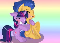 Size: 1048x762 | Tagged: safe, artist:keira-chann, flash sentry, twilight sparkle, alicorn, pony, g4, blushing, cute, diasentres, female, hug, male, mare, ship:flashlight, shipping, straight, twilight sparkle (alicorn)