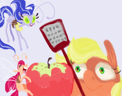 Size: 831x657 | Tagged: safe, artist:sugaryboogary, applejack, breezie, g4, apple