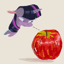 Size: 900x900 | Tagged: safe, artist:sugaryboogary, twilight sparkle, g4, apple, female, solo