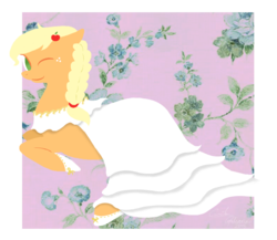 Size: 786x681 | Tagged: safe, artist:camiif3tt, applejack, g4, clothes, dress, female, solo, wedding dress, wink