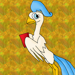 Size: 927x920 | Tagged: safe, artist:mojo1985, pluma, bird, penna, g1, book, female, simple background, solo, yellow background