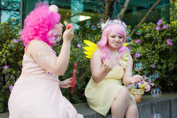 Size: 1024x683 | Tagged: safe, artist:blackbloodchihuahua, fluttershy, pinkie pie, human, g4, cosplay, irl, irl human, photo