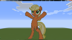 Size: 1366x768 | Tagged: safe, artist:up1ter, applejack, earth pony, pony, g4, bipedal, female, minecraft, minecraft pixel art, pixel art, solo