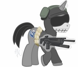 Size: 964x828 | Tagged: safe, artist:ivory-keys-mlp, ghost, pony, call of duty, call of duty: modern warfare 2, gun, ponified, simon "ghost" riley, solo