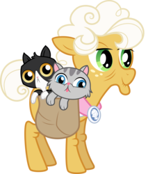 Size: 6904x8101 | Tagged: dead source, safe, artist:gezawatt, goldie delicious, cat, earth pony, pony, g4, pinkie apple pie, :p, absurd resolution, animal, bag, female, goldie delicious' cats, mare, silly, simple background, solo, tongue out, transparent background, vector