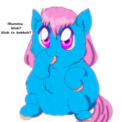 Size: 1000x1000 | Tagged: safe, artist:ryunnosuke, fluffy pony, female, filly, fluffy pony foal, foal, hugbox, solo