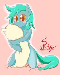 Size: 1004x1252 | Tagged: safe, artist:swordkirby, oc, oc only, oc:tristaya, semi-anthro, blushing, cute, hug, pillow, solo