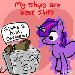 Size: 800x800 | Tagged: safe, artist:texpac, twilight sparkle, g4, crack shipping, face toaster, shipping, toaster