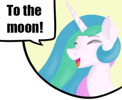 Size: 400x330 | Tagged: artist needed, source needed, safe, princess celestia, alicorn, pony, g4, cute, cutelestia, exploitable, exploitable meme, eyes closed, female, happy, meme, open mouth, smiling, solo, to the moon, tyrant celestia