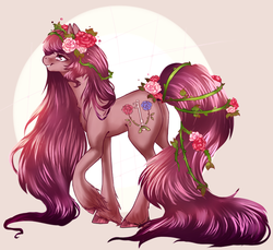 Size: 818x750 | Tagged: safe, artist:chiriruro, oc, oc only, oc:secret garden, earth pony, pony, female, flower, mare, solo