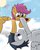 Size: 801x997 | Tagged: safe, artist:arkypony, rumble, scootaloo, g4, boop, cloud, cloudy, eye contact, female, male, older, on back, prone, ship:rumbloo, shipping, smiling, straight