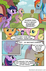 Size: 792x1224 | Tagged: safe, artist:donzatch, applejack, fluttershy, rainbow dash, twilight sparkle, alicorn, pony, comic:tale of twilight, g4, barrier, canterlot, comic, female, force field, mare, twilight sparkle (alicorn)