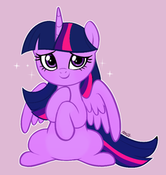 Size: 619x653 | Tagged: safe, artist:mn27, twilight sparkle, alicorn, pony, g4, coy, cute, female, looking at you, mare, sitting, smiling, solo, sparkles, twiabetes, twilight sparkle (alicorn)