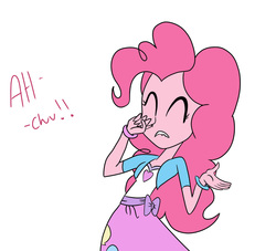 Size: 1024x931 | Tagged: safe, artist:sneezeanonpony, artist:sudosnz, pinkie pie, equestria girls, g4, cute, female, finger under nose, humanized, sneezing, sneezing fetish, solo