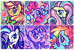 Size: 1550x1050 | Tagged: safe, artist:crayon-chewer, applejack, fluttershy, pinkie pie, rainbow dash, rarity, twilight sparkle, alicorn, pony, g4, female, mane six, mare, rainbow power, twilight sparkle (alicorn)