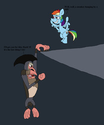 Size: 2193x2633 | Tagged: safe, artist:hunterxcolleen, rainbow dash, ape, pegasus, pony, g4, captain gutt, crossover, gigantopithecus, high res, ice age, ice age 4: continental drift, parody, peter pan, pirate