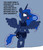 Size: 1321x1533 | Tagged: safe, artist:hunterxcolleen, princess luna, alicorn, pony, g4, angry, bikini, bipedal, clothes, cold, female, glowing eyes, snow, solo, swimsuit, traditional royal canterlot voice, winter