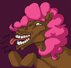 Size: 836x805 | Tagged: safe, artist:dontfapgirl, edit, pinkie pie, g4, ambiguous gender, blackface, creepy, hoers, solo