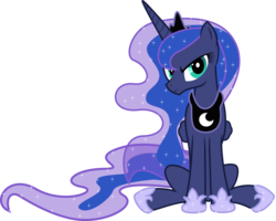 Size: 5000x4008 | Tagged: safe, artist:ex-machinart, princess luna, alicorn, pony, g4, absurd resolution, female, frown, glare, grumpy, looking at you, mare, simple background, sitting, solo, transparent background, vector