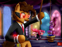 Size: 1024x781 | Tagged: safe, artist:jamesmilhauser, berry punch, berryshine, cheese sandwich, pinkie pie, earth pony, pony, g4, apple bobbing, asphyxiation, bipedal, bondage, cia, drowning, female, hung upside down, male, mare, party in the cia, rope, stallion, suspended, torture, upside down, voice actor joke, weird al yankovic