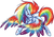 Size: 1277x894 | Tagged: safe, artist:fizzy-dog, rainbow dash, pegasus, pony, g4, cheek fluff, colored wings, female, mare, multicolored wings, rainbow power, rainbow wings, raised hoof, simple background, solo, spread wings, white background, wings