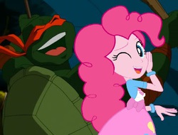 Size: 360x274 | Tagged: safe, edit, pinkie pie, equestria girls, g4, crossover, crossover shipping, michelangelo, pinkey, shipping, teenage mutant ninja turtles, tmnt 2003 series