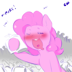 Size: 2000x2000 | Tagged: safe, artist:cold-blooded-twilight, pinkie pie, earth pony, g4, 30 minute art challenge, blushing, cider, drool, drunk, female, go home you're drunk, high res, mug, solo