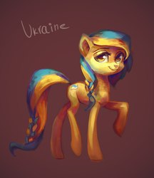 Size: 886x1024 | Tagged: safe, artist:holivi, oc, oc:ukraine, pony, g4, female, mare, nation ponies, ponified, solo, ukraine