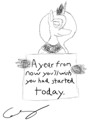 Size: 2500x3200 | Tagged: safe, artist:emdefmek, princess luna, g4, high res, monochrome, motivational, mouthpiece, positive ponies