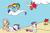 Size: 1023x684 | Tagged: safe, artist:violetandblaire, apple bloom, fluttershy, rainbow dash, rarity, scootaloo, sweetie belle, g4, beach ball, blowing, cloud, cloudy, faint, inflatable, popping, rainblow dash