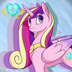 Size: 1024x1024 | Tagged: safe, artist:tlatophat, princess cadance, g4, ear fluff, female, looking back, solo, wifehorse