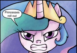 Size: 507x345 | Tagged: safe, idw, princess celestia, g4, exploitable meme, female, glarelestia, meme, solo, transformers