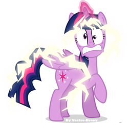 Size: 3298x3172 | Tagged: safe, artist:vector-brony, twilight sparkle, alicorn, pony, g4, my little pony: friendship is magic, twilight's kingdom, electrocution, female, high res, magic, mare, shocked, simple background, solo, super saiyan princess, transparent background, twilight sparkle (alicorn), vector