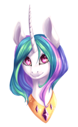 Size: 615x1004 | Tagged: safe, artist:weird--fish, princess celestia, alicorn, pony, g4, alternate hairstyle, female, looking at you, mare, portrait, short hair, simple background, smiling, solo, transparent background