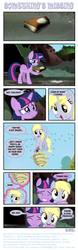 Size: 822x2634 | Tagged: safe, artist:ponymaan, derpy hooves, twilight sparkle, alicorn, bee, pony, a bird in the hoof, g4, magical mystery cure, my little pony: friendship is magic, twilight's kingdom, beehive, book, comic, crying, female, golden oaks library, good end, gritted teeth, hug, mare, sad, smiling, stung, twilight sparkle (alicorn)