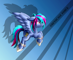 Size: 1293x1068 | Tagged: safe, artist:p0nfir3, oc, oc only, oc:grayscale force, crisis equestria, fanfic art, solo