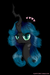 Size: 800x1200 | Tagged: safe, artist:mixermike622, queen chrysalis, changeling, changeling queen, g4, farah fawcett, female, portrait, simple background, solo