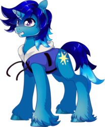 Size: 800x964 | Tagged: safe, artist:pyoo-kee-pony, oc, oc only, oc:light shine, pony, unicorn, clothes, commission, jacket, male, solo, stallion