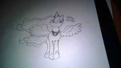 Size: 3552x2000 | Tagged: safe, artist:katey hanes, princess luna, g4, female, high res, monochrome, solo