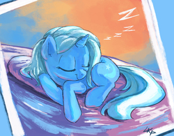 Size: 1200x935 | Tagged: safe, artist:paradoxbroken, trixie, pony, unicorn, g4, cute, diatrixes, female, mare, sleeping, smiling, solo