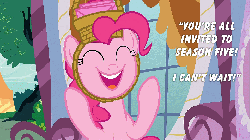Size: 960x540 | Tagged: safe, edit, screencap, pinkie pie, earth pony, pony, g4, party of one, season 1, season 5, animated, basket hat, clapping, eyes closed, female, hat, solo