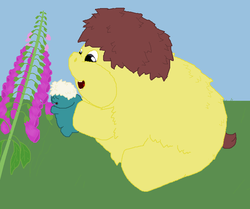 Size: 708x593 | Tagged: source needed, safe, artist:wolfram_sparks, fluffy pony, flower, fluffy pony foal, fluffy pony mother, foxglove, imminent death, poison, poisonous, retarded, stupidity, weanling