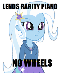 Size: 892x1020 | Tagged: safe, trixie, equestria girls, g4, my little pony equestria girls: rainbow rocks, player piano, female, image macro, meme, smiling, solo