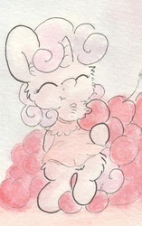 Size: 503x802 | Tagged: safe, artist:slightlyshade, sweetie belle, g4, cherry, clothes, dress, eating, female, fluffy, food, solo, traditional art