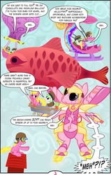 Size: 1223x1920 | Tagged: safe, artist:violetclm, cherry berry, drama letter, watermelody, earth pony, fish, pony, comic:mother of invention, equestria girls, g4, airship, aviator hat, background human, background pony, comic, equestria girls ponified, female, gundam, hat, helicopter, hot air balloon, mare, mecha, peanuts, pedalcopter, ponified, snoopy, sopwith camel, toyetic, twinkling balloon, ww1 flying ace, zeppelin