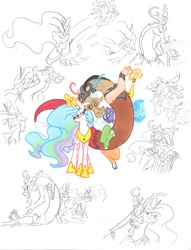 Size: 1280x1679 | Tagged: safe, artist:frankilew, discord, princess celestia, human, g4, female, humanized, male, ship:dislestia, shipping, sketch, sketch dump, straight